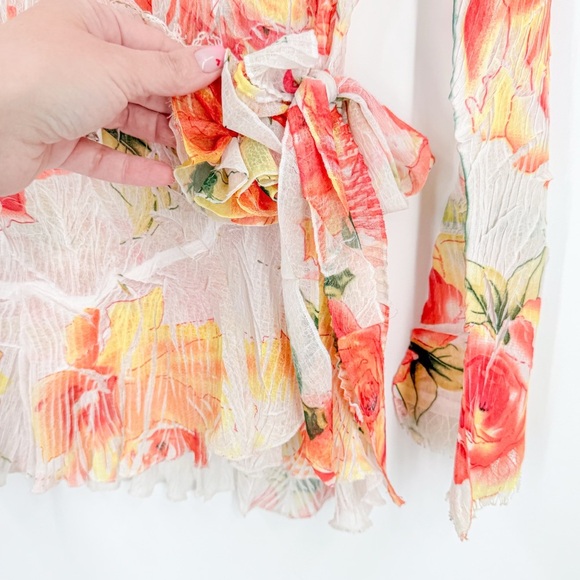 Cache Floral Wrap Blouse - Red and Yellow - Picture 3 of 5